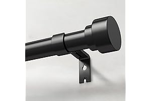 A1 Black Heavy Duty Adjustable Curtain Rods for Windows 66-120"