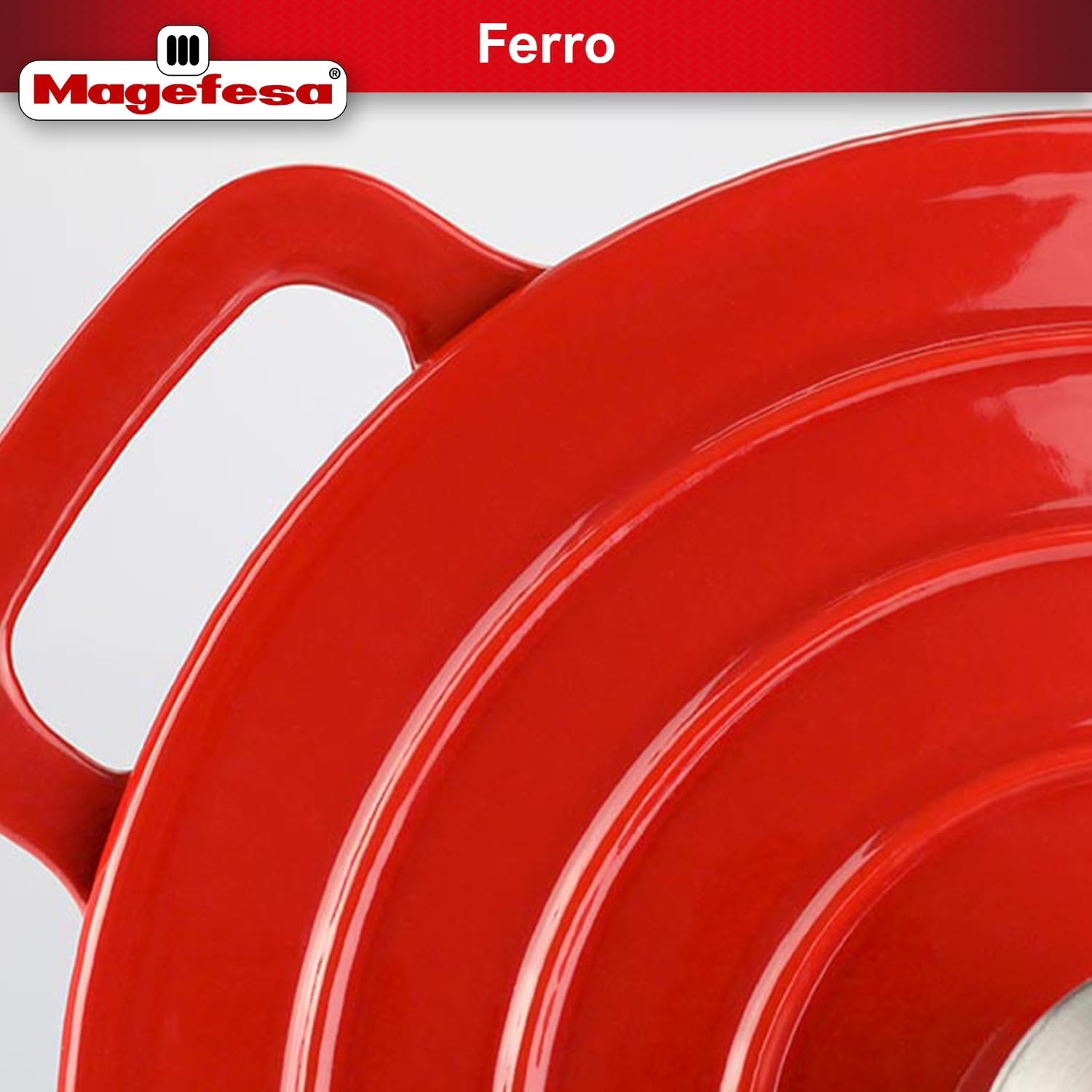 Magefesa FERRO 9.4-Inch Enameled Cast Iron Dutch Oven with Lid, Superior Heat Retention & Distribution, Compatible with All Stovetops, Induction & Oven Safe