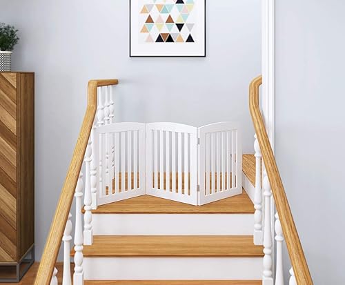 Miniatura 5 de PAWLAND - Puerta plegable extra ancha de madera para mascotas y perros, cerca de 4 paneles de 24 pulgadas, para la casa, sendero, puerta, escaleras