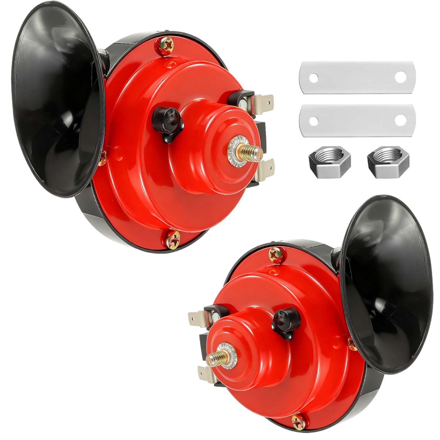 2 Stück 300DB Schnecke Air Horn, 12V Elektrisches Schneckenhorn Super Laute Hupe,Wasserdicht Schneckenlufthorn universell für Auto LKW Motorrad Boot,Rot