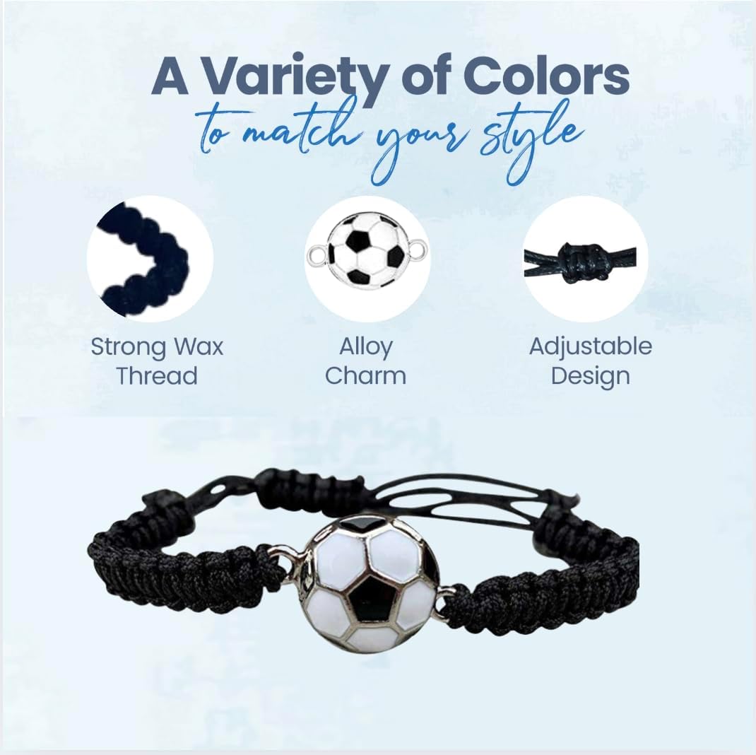 Soccer Bracelet Adjustable Unisex Black and White Paracord Design - Soccer Jewelry, Player and Team Gifts, and Accessories - Image 2