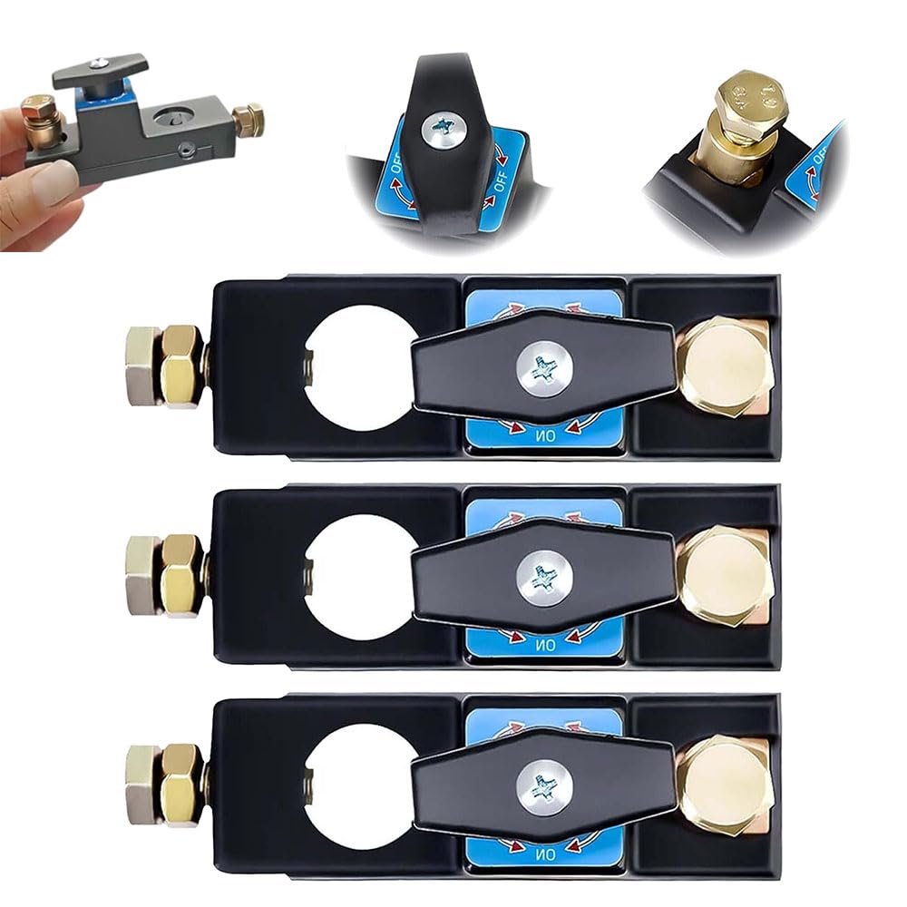 Smart Car Battery Disconnect Switch, 2025 New Heavy Duty Battery Shut Off Switch, Battery Disconnect Isolator Cut Off, Disconnect Kill Switch for Car, RV and Boat (3 Pcs)