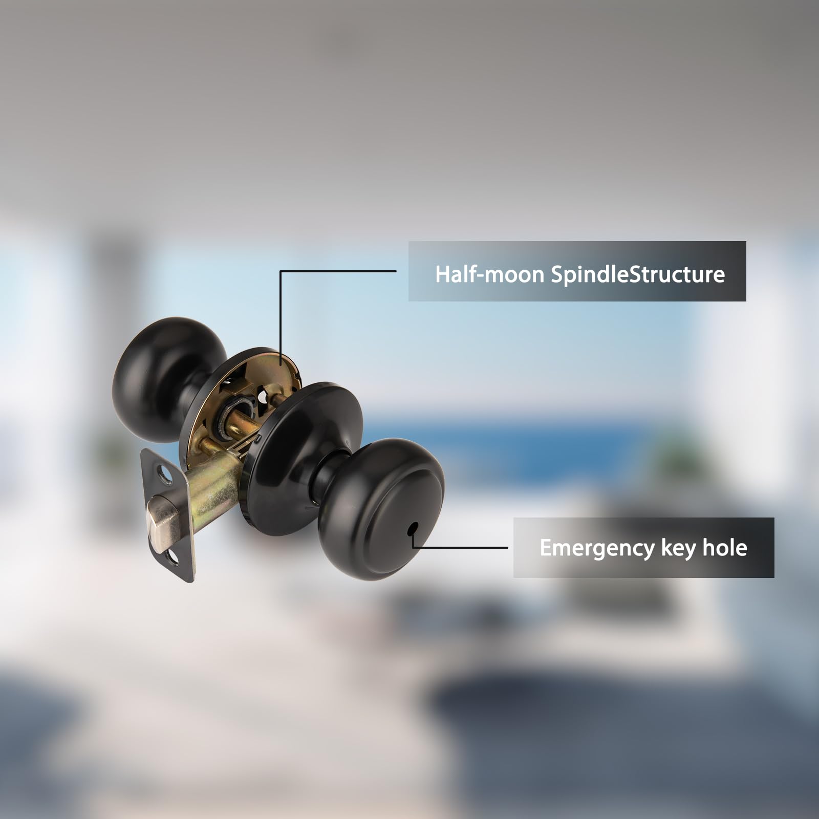Black Coastal Door Knob - Modern Hardware -6