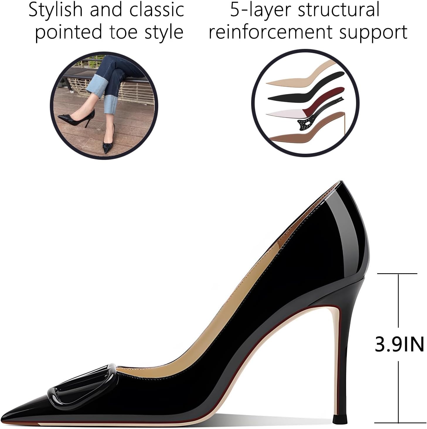 Women's 3.9IN Pointed Toe Stiletto Pumps Shoes Elegant High Heels for Party Wedding Banquet - Image 3
