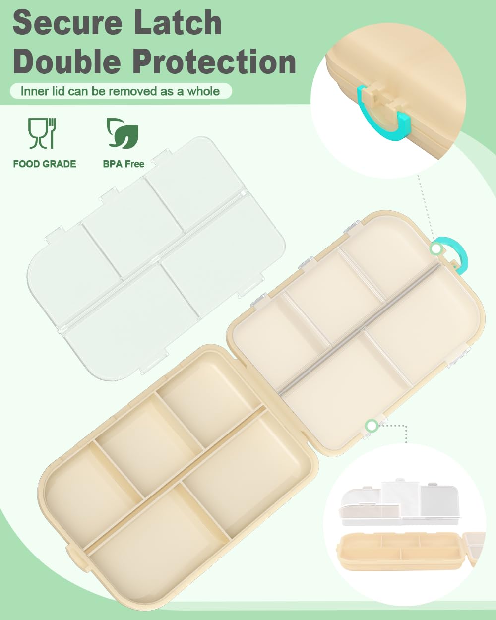 Lot de 2 piluliers de voyage avec étiquettes, grande organisation de médicaments, essentiels de voyage