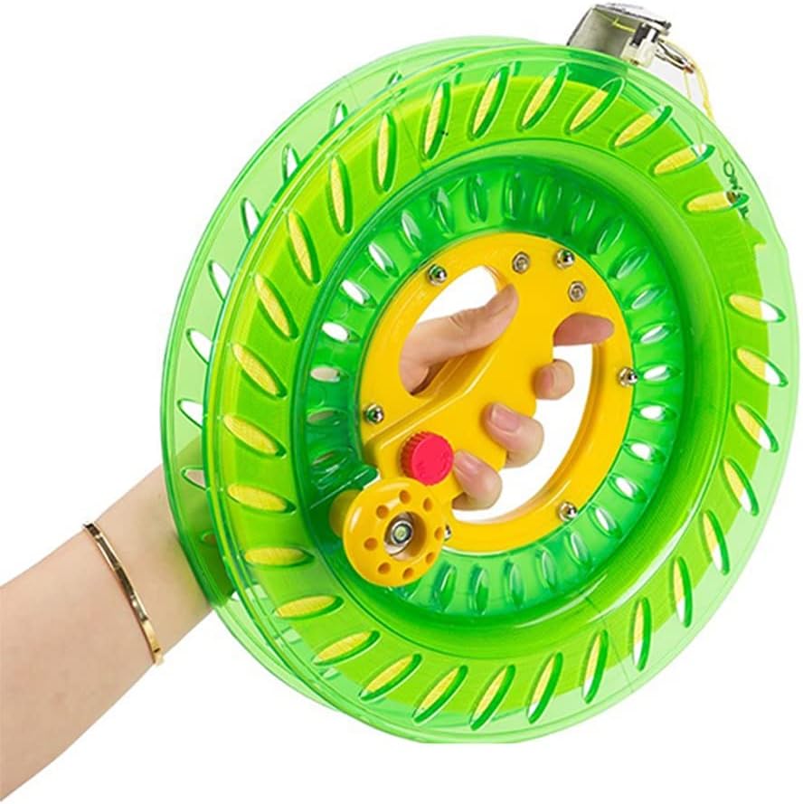 Lockable Kite String Reel Winder, with Line Grip Wheel Flying Tools, ABS Plastic, for Outdoor, Child Single Line Kite Flying Accessories (Colour: Pink, Size: 26 cm/10.2") (Green 26 cm/10.2")