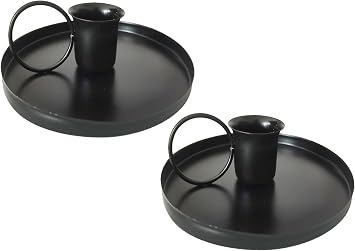2 Pcs 4 Inch Black Iron Candle Holder for Taper Candles, Dinning,Wedding and Party Decoration 2, Black