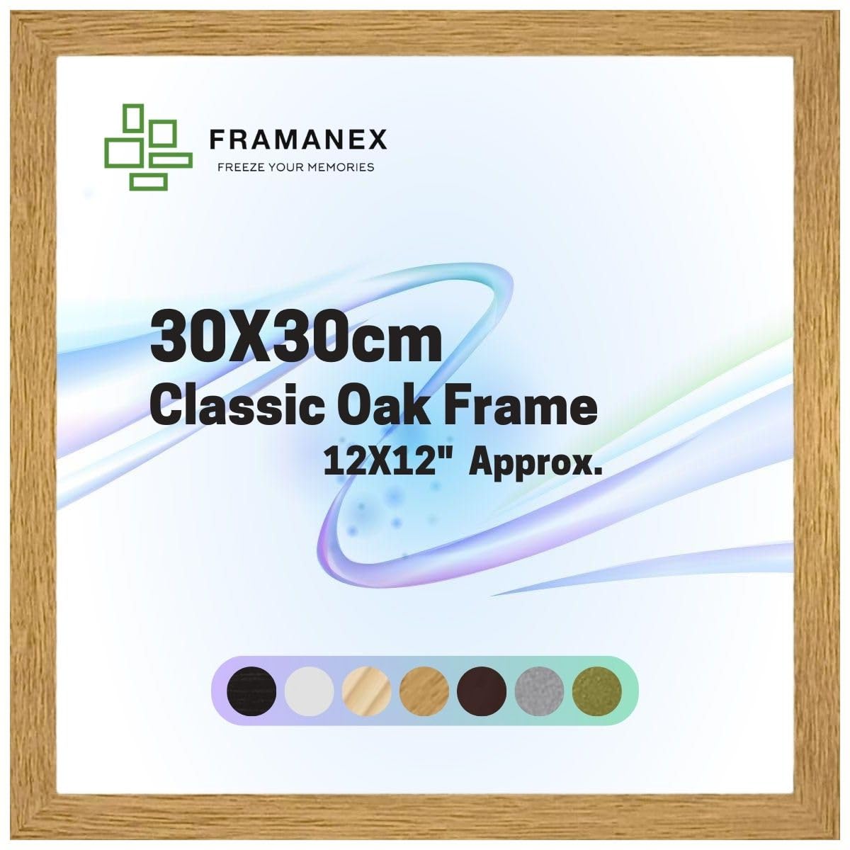 FRAMANEX Modern Dome Shape Frames | Oak Colour 30X30 CM Picture Photo Poster Frames | 30X30 CM Square Picture Frame | Beautify Your Walls with SD Mold Wood Finish Photo Frame โ image 1