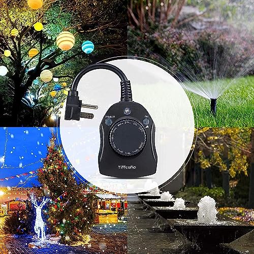 image for TiFFCOFiO Outdoor Christmas Light Timer, Dusk to Dawn Sensor Countdown