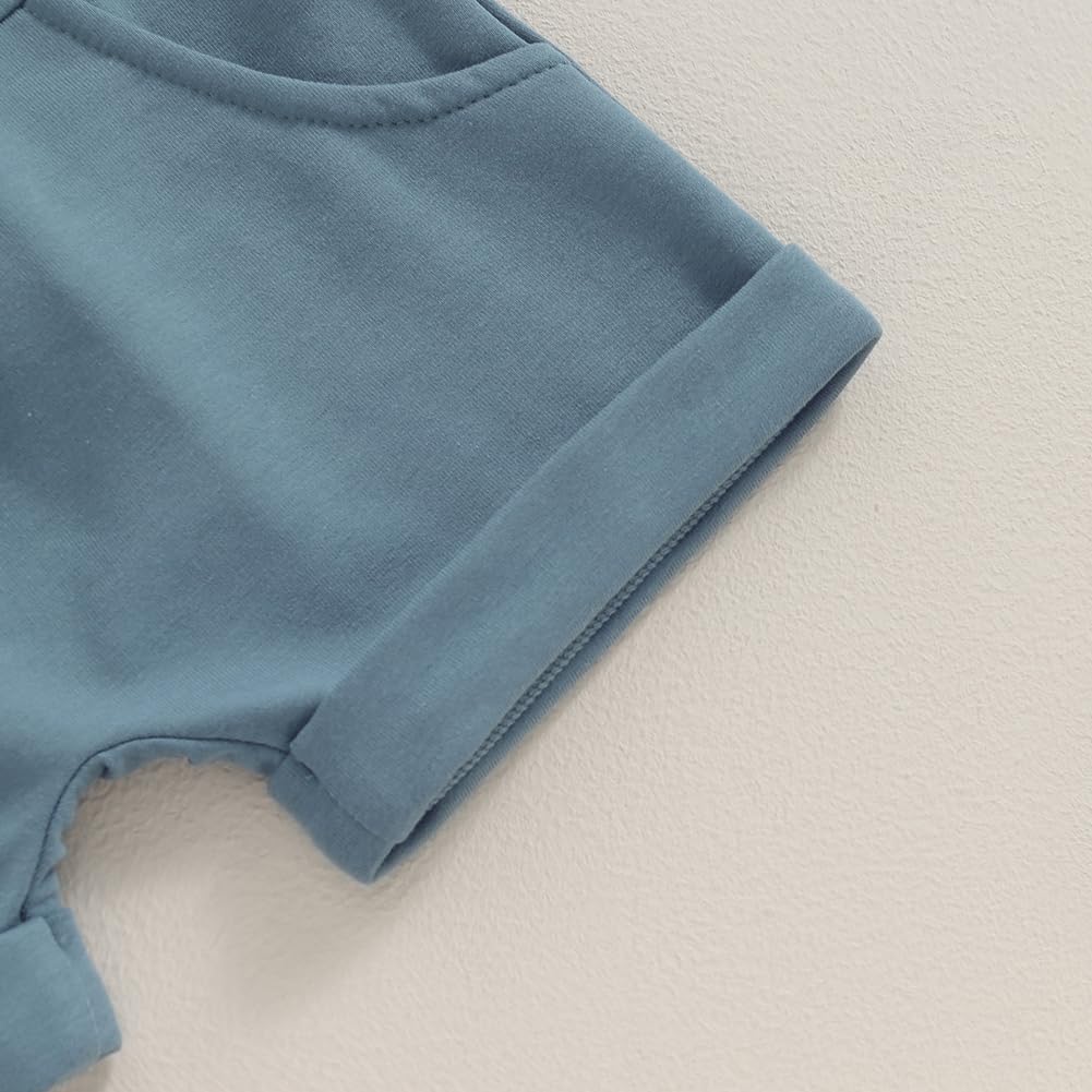 Thorn Tree Toddler Boys Clothes Set Short Sleeve T-shirt Top Elastic Waist Pocket Shorts Solid 2Pcs Outfits - Image 6