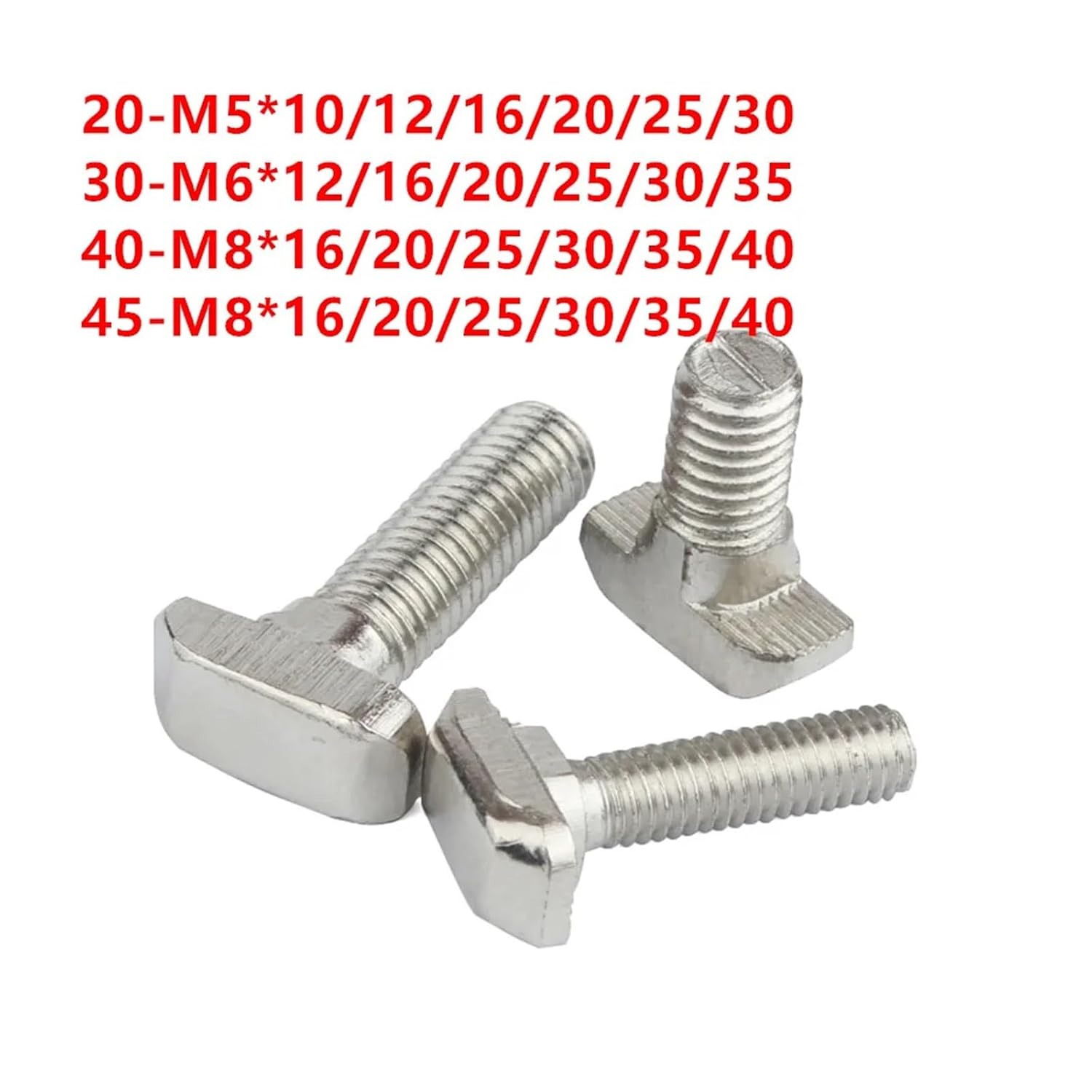 Stainless Cup Square Carriage Bolt ， M5 M6 M8 T Bolt Aluminum Connector T Head Bolts Screws for 20/30/40/45 Aluminum Profiles(20 M5x16 (10pcs))