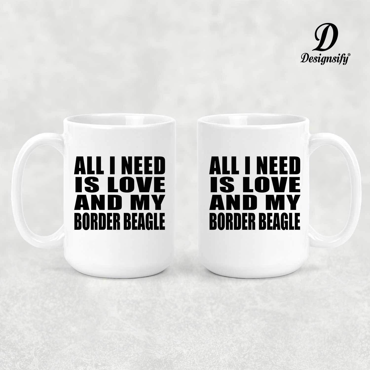 All I Need Is Coffee And My Dog "All I Need Is Love And My Border Beagle"  11oz Red Ceramic Mug - Funny Dog Lover Gift, Microwave & Dishwasher Safe Coffee  Mug