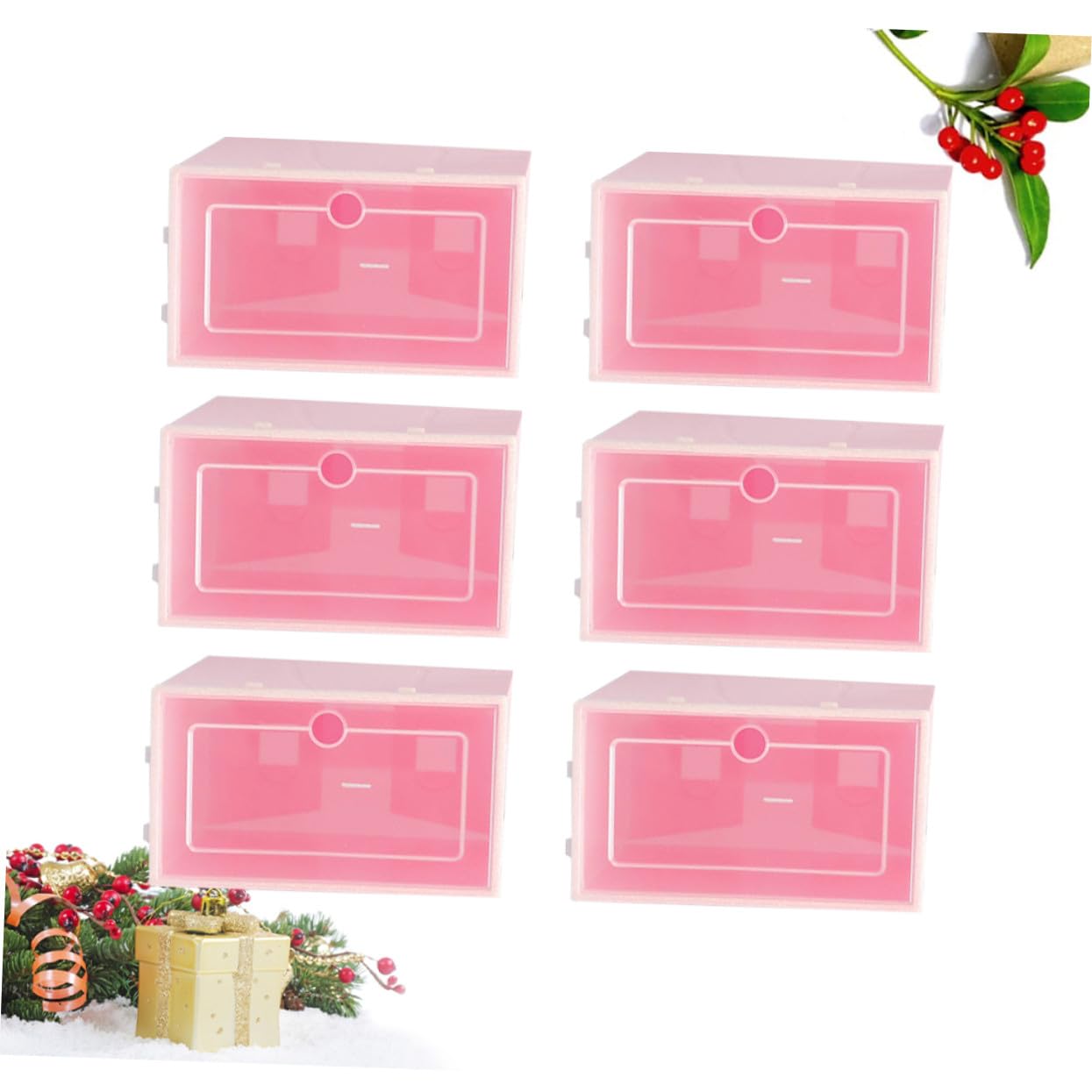 Toyvian Set 6 Pezzi Organizer Scarpe Impilabili Sportello Trasparente in PP Rosa, Scatole per Scarpe Piccole per Casa e Scaffali