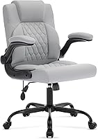 Vista 10 de Silla de oficina con soporte lumbar inflable ajustable, silla de escritorio ergonómica de cuero para computadora con brazos abatibles, bloqueo