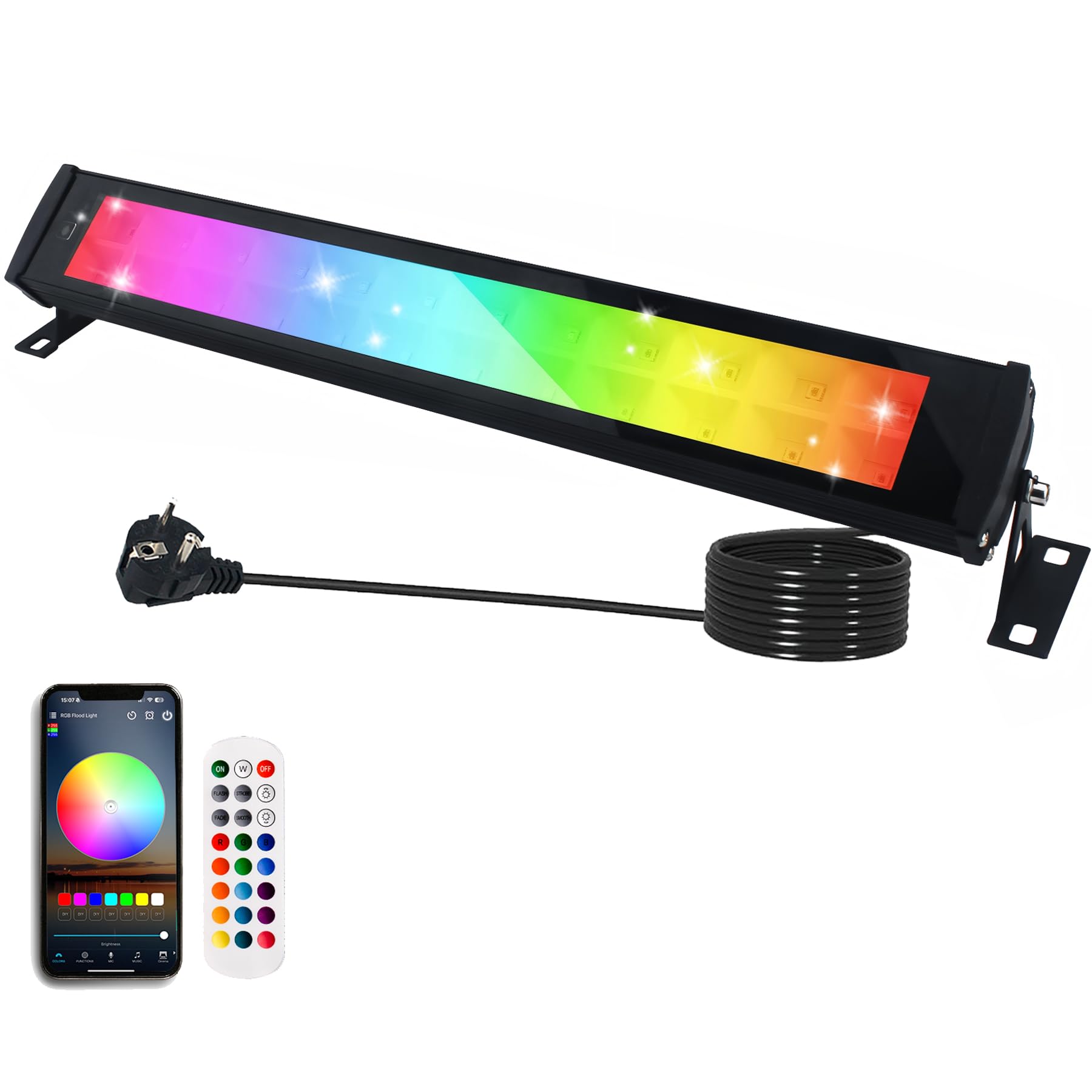 Indmird RGB Strahler 50W, Rgb Led strahler mit 360° Fernbedi