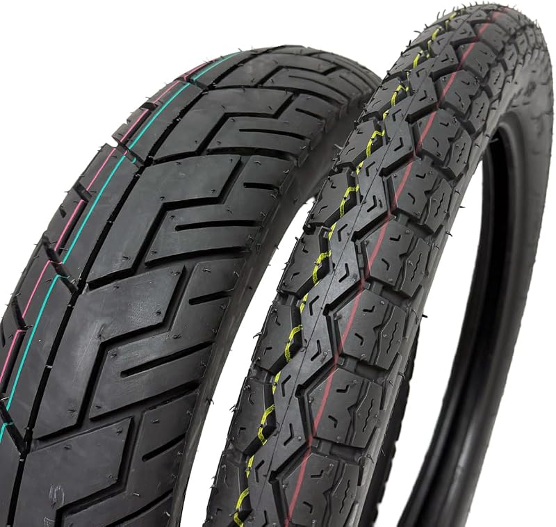 Front 3.00-18 Rear 130/90-15 Tire Set, 250cc Motorcycle | 440lbs(LR52)/ 781lbs(LR72), Load Range C, 6PR, Speed P, Excellent grip and wear
