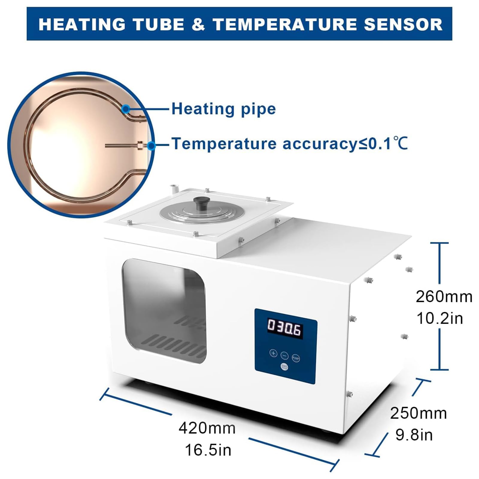 Baño María De Laboratorio, Calentador Termostático RT-95 °C con Ventanas Visibles, Bomba De Agua - Caudal 6 L/min, Gran Capacidad 8 L, para Secado Y Concentración De Muestras Químicas