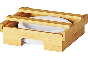 SpaceAid Disposable Bamboo Paper Plate Dispenser Holder for Kitchen Counter Cabinets Under 8.5"