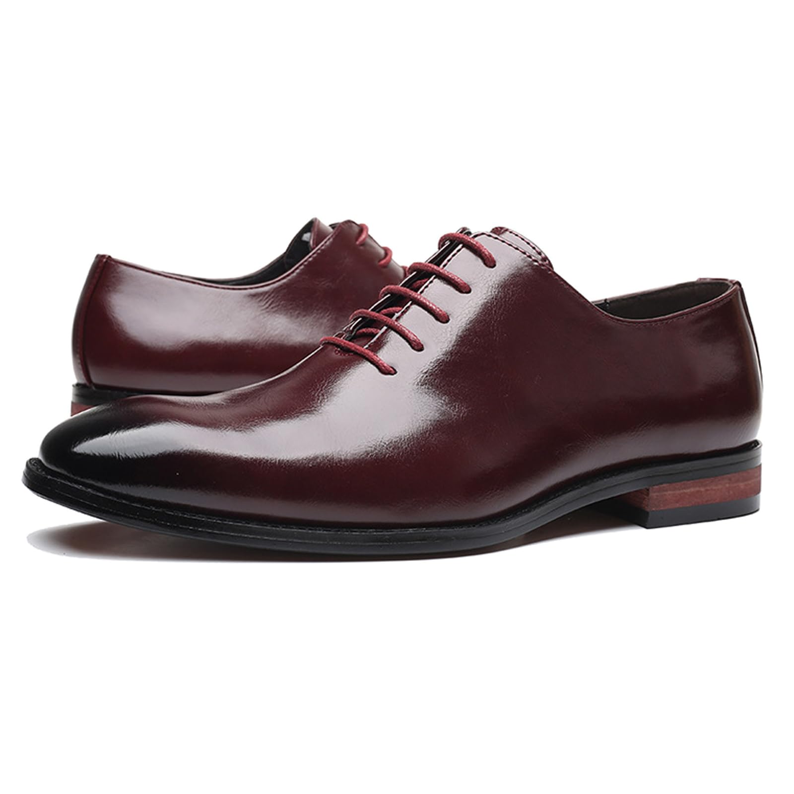 Abend Oxford Schuhe für Herren Klassische Schnürer Business Schuhe Low-Top Kleid Schuhe für die Hochzeit,Rot,45 EU