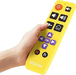 EZclicker Controle remoto Roku TV | Controle remoto de TV com botão grande apenas para todos os Roku (Amarelo) Simples e fácil de usar, não para Roku Stick (2 pilhas AAA não incluídas)