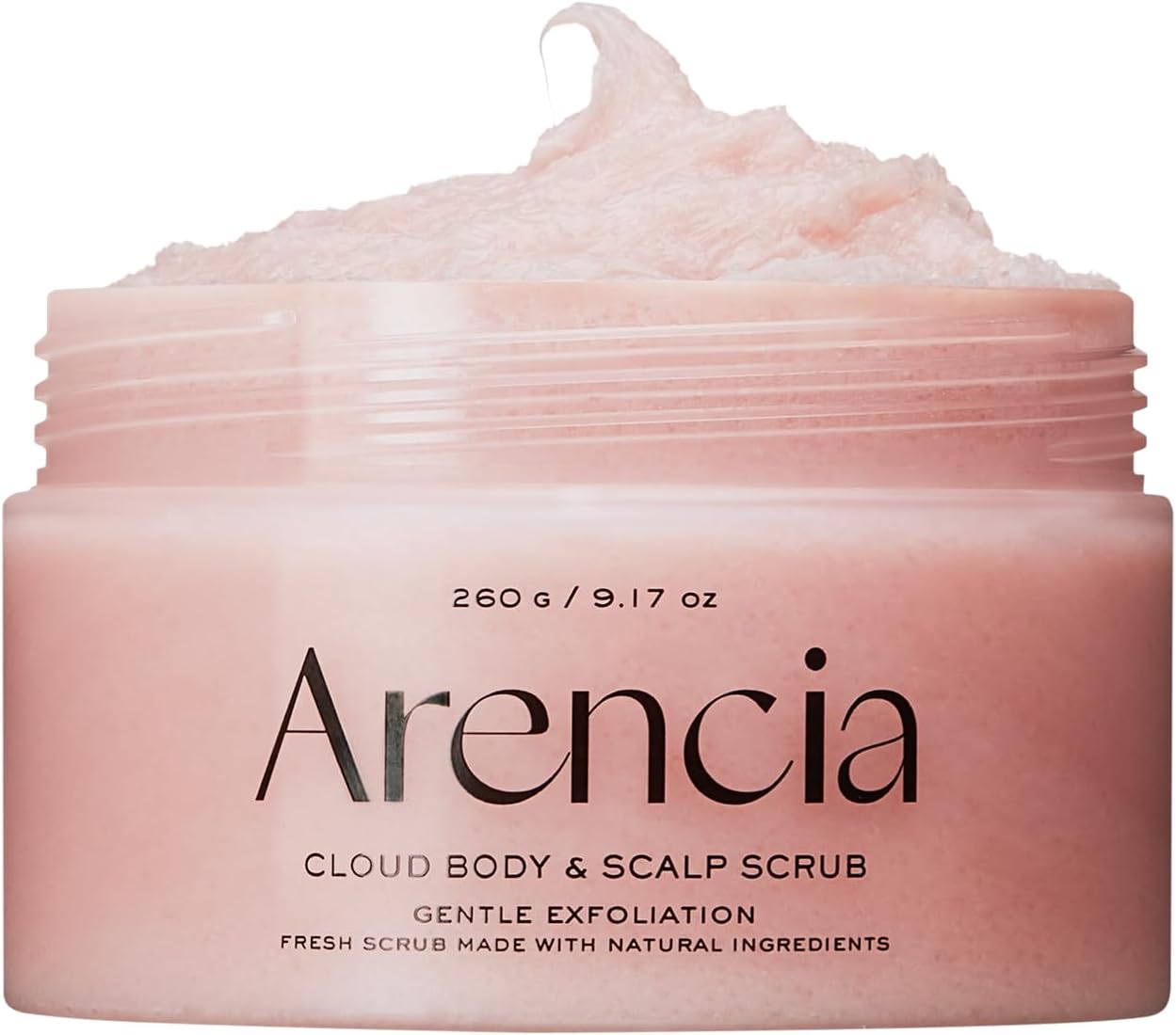 Arencia Fresh Cloud Sea Salt Body & Scalp Scrub (Pink) - Gentle Exfoliation for Softer, Refreshed Skin and Scalp, Korean Skin Care