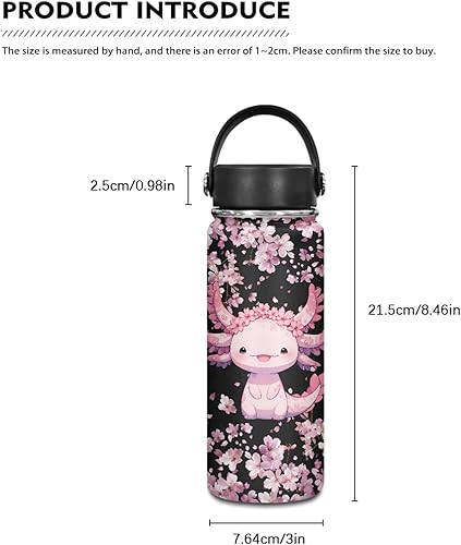 Miniatura 7 de Botella de agua al vacío para té y café, Axolotl, flor de cerezo, botella de agua aislada de acero inoxidable para mantener la bebida té café
