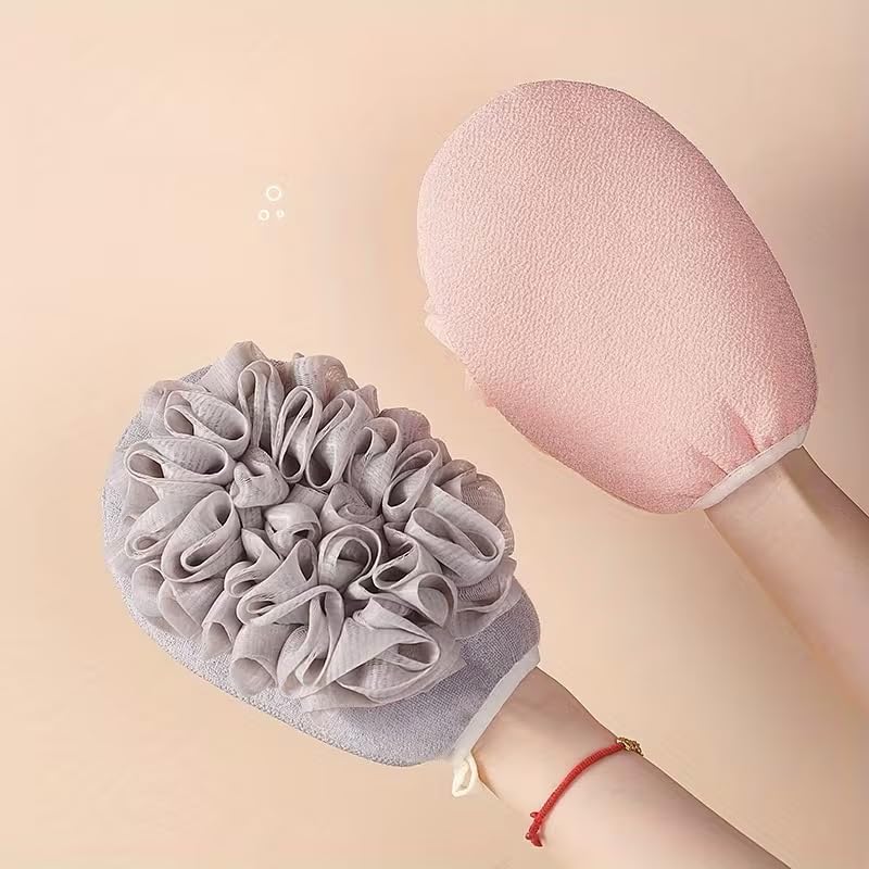 Navaliya Deep Exfoliating Bath Gloves Mitt with Hanging Loop for Shower, Spa, Body Scrubs, Dead Skin Cell Remover Bathing Accessories Mix Color 1