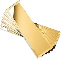 Vista 25 de Diflart Espejo retroprotector contra salpicaduras para despegar y pegar, antigüedad, 1.8 x 11.8 pulgadas, espejo biselado de tres tiras para pared