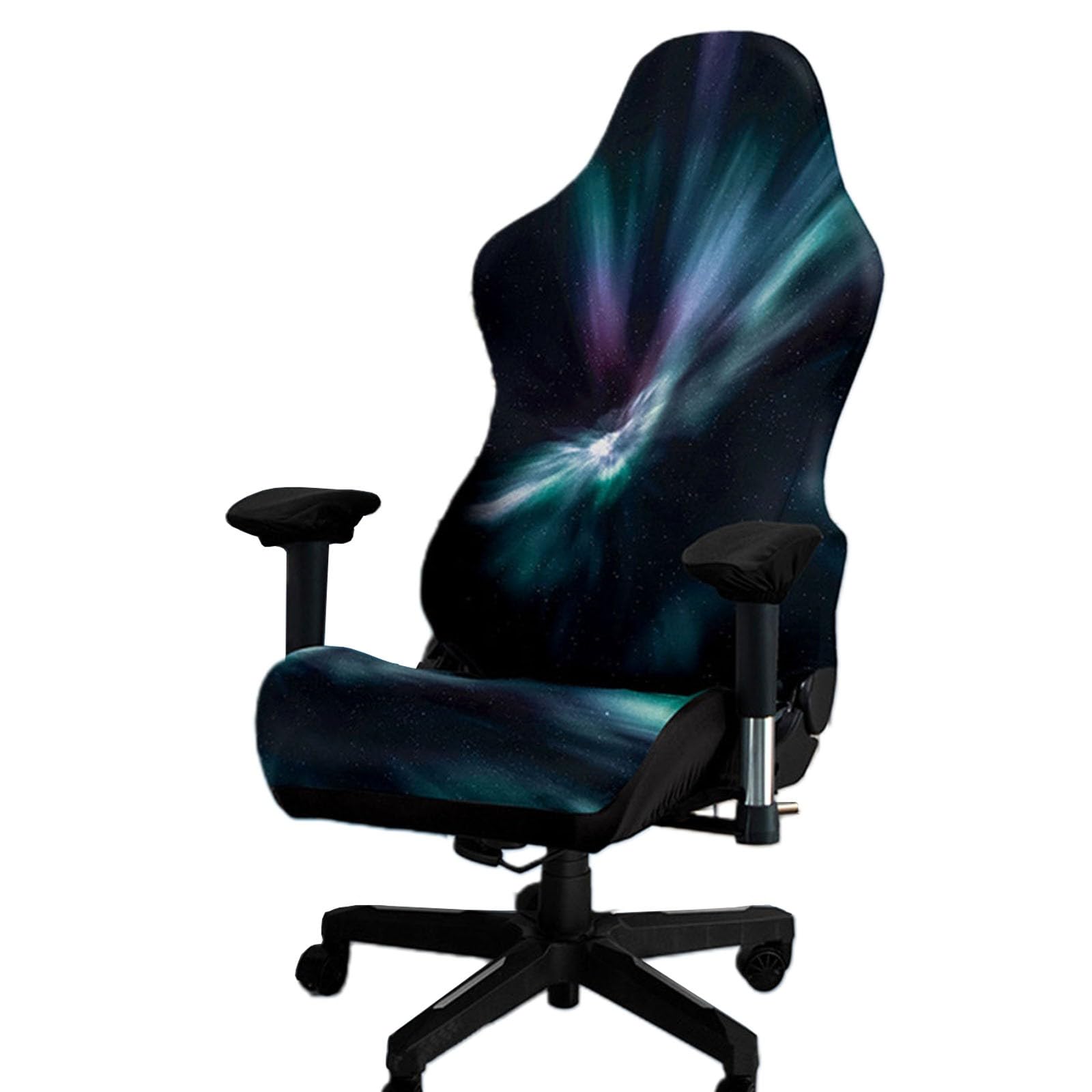 Kitegrese D Printe Gaming Chair Slipcover, Cat Scratch Proof Stretchable Game Chair Cover With Arms Cover(D)