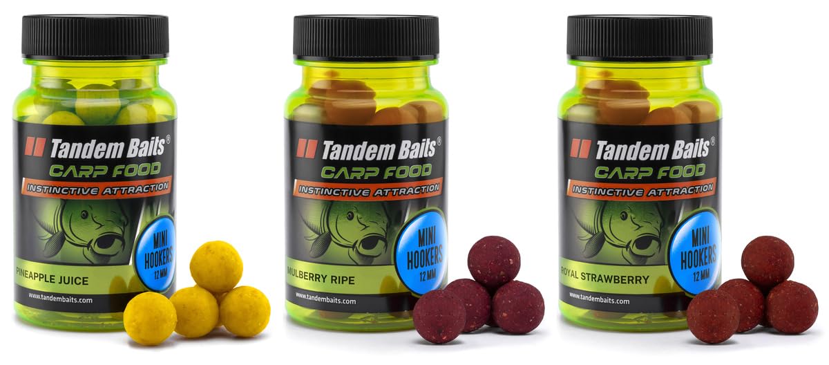Tandem Baits Set of 3 Carp Food Perfecction Mini Hookes Flavor Mix | Carp Fishing Hookbaits | Carp Fishing Bait | Carp Bait | Carp Fishing Accessories for Monster Fish 12mm 50g