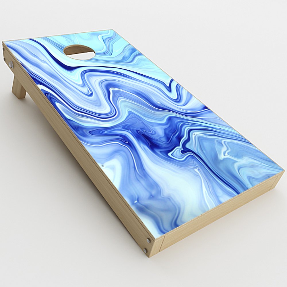 Skin Decal Vinyl Wrap for Cornhole Game Board Bag Toss (2xpcs.) Skins Stickers Cover/Blue Marble Rocks Glass