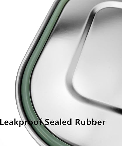 Miniatura 7 de Contenedores de almuerzo de acero inoxidable de 47.3fl oz con tapa, caja bento de metal para adultos, cuchara y tenedor, 1 o 2 compartimentos,