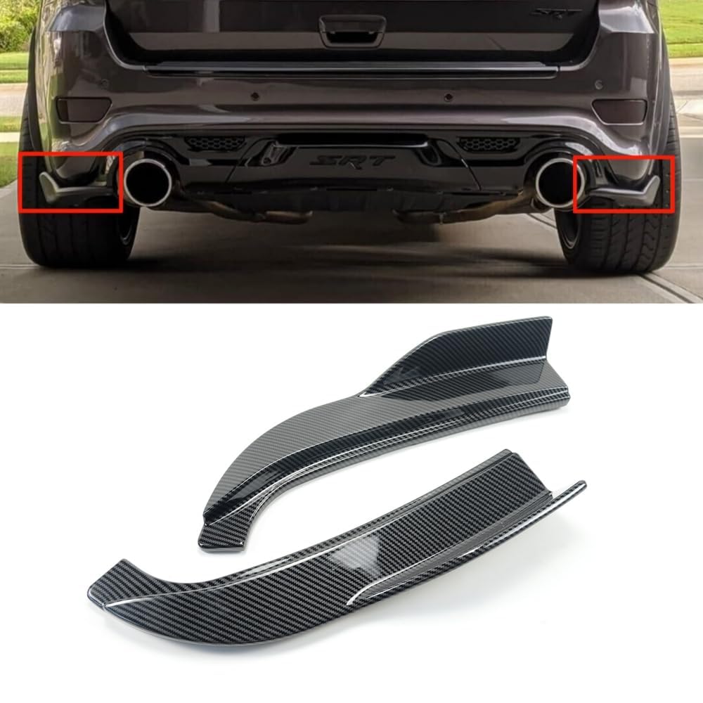 Compatible with forJeep Grand Cherokee SRT 2012-2021 A Pair Rear Bumper Side Corner Splitters Aprons (Carbon Fiber Print)