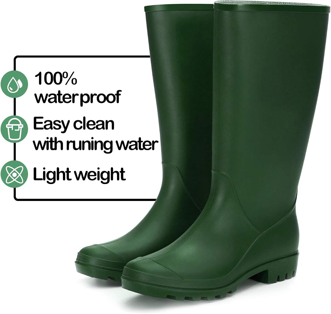 Knee High Rain Boots Waterproof 
