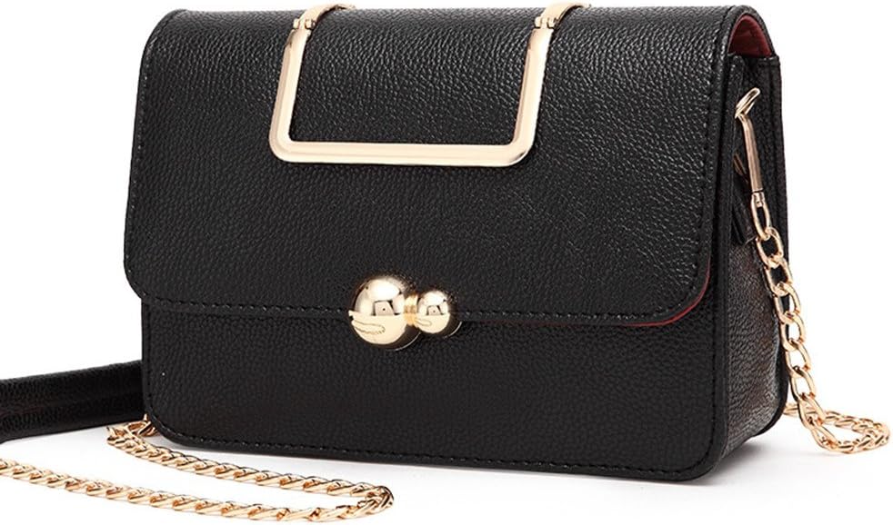 YEX Women Handbag PU Leather Clutch Purse with Chain Shoulder Strap, Black