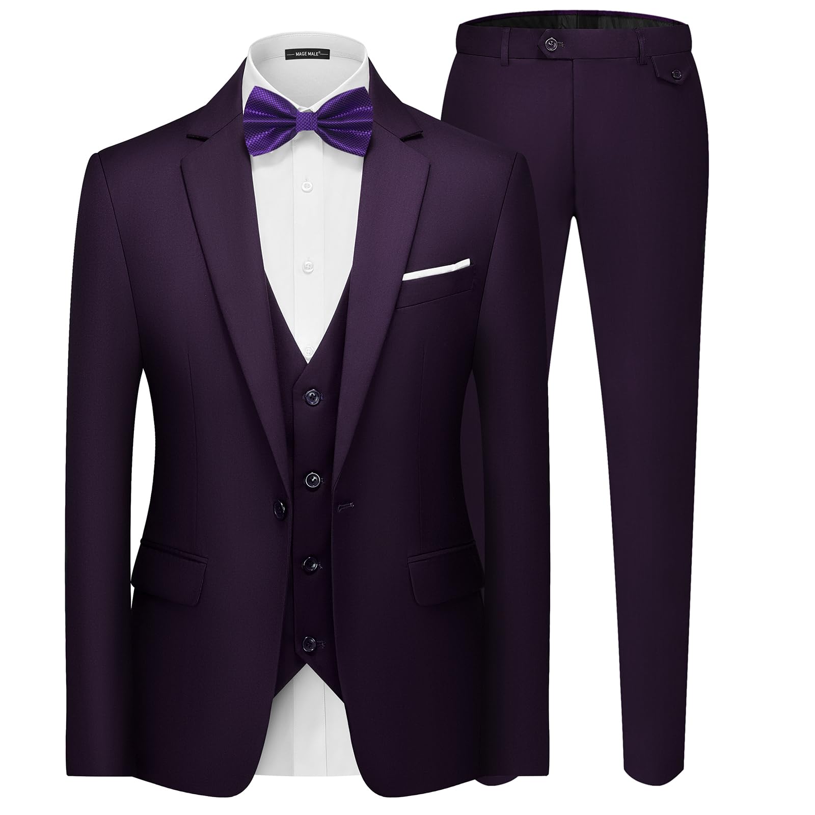 Men's 3 Pieces Suit Elegant Solid One Button Slim Fit Single Breasted Party Blazer Vest Pants Set