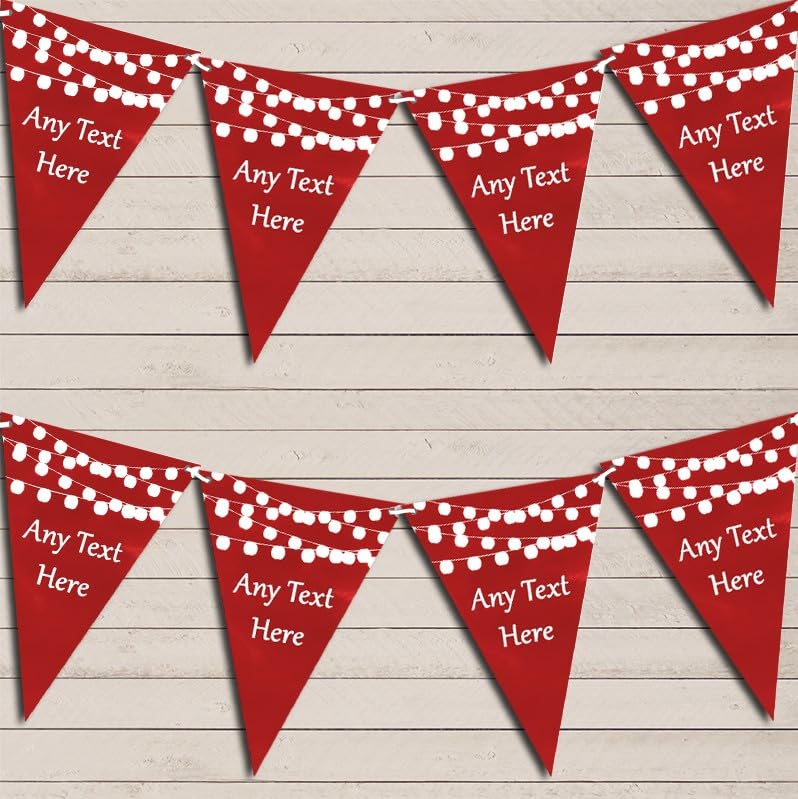 Red Watercolour Lights Personalised Wedding Day Reception Venue Party Bunting - Hanging Wedding Decoration - Congratulations Just Married Wedding Party Banner Garland | Decorative Wedding Supplies