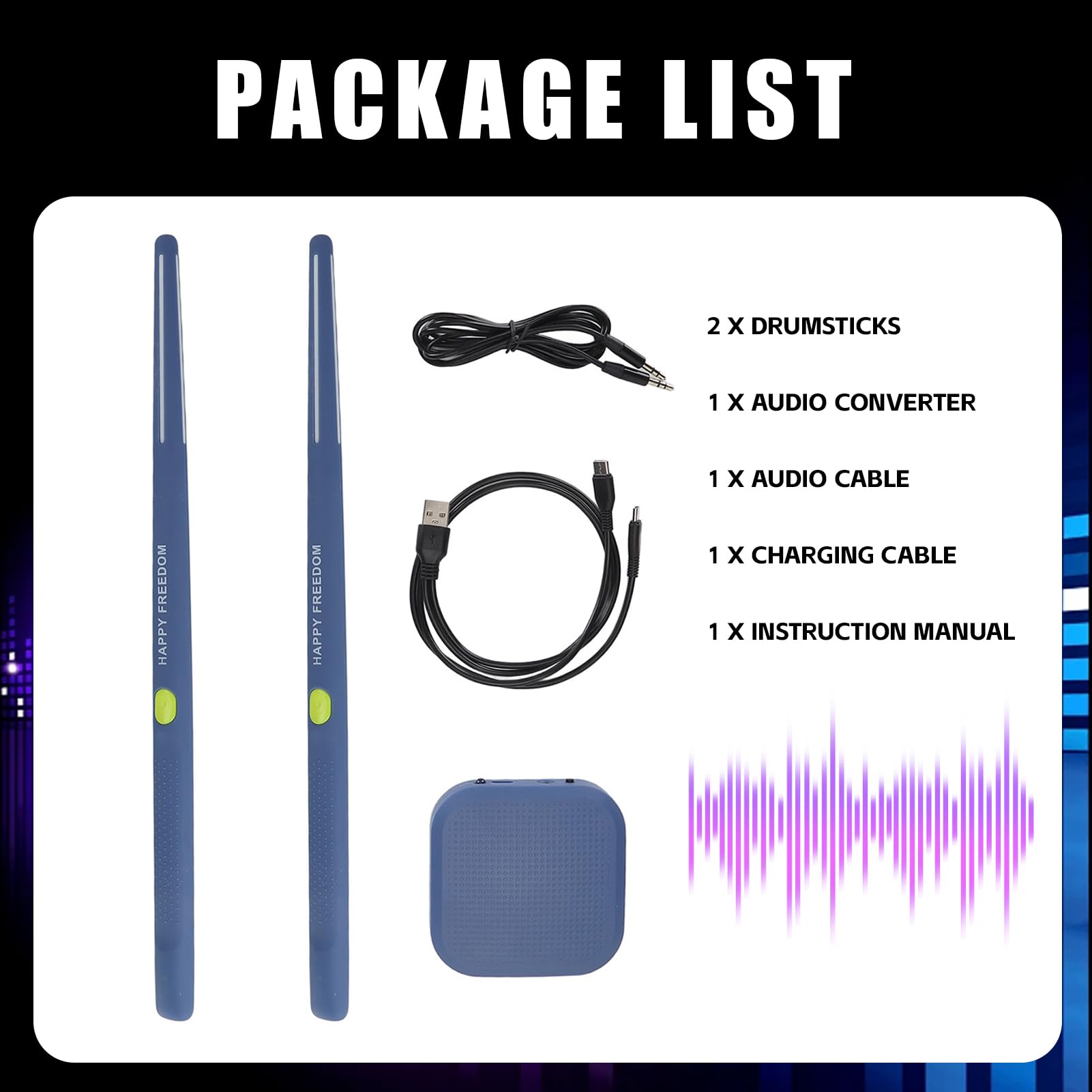Tragbares Air Drum Set mit Bewegungserkennung – Elektronische Drumsticks für Anfänger, Kinder & Erwachsene – Kompaktes E-Drum Kit, Perfektes Geschenk für Musikliebhaber (Blau)
