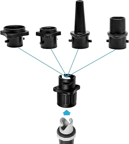 Miniatura 9 de Vkinman Adaptador de bomba SUP, bomba de aire inflable para barco, kit de adaptador de válvula de aire, boquilla de aire, cabezal de conversión