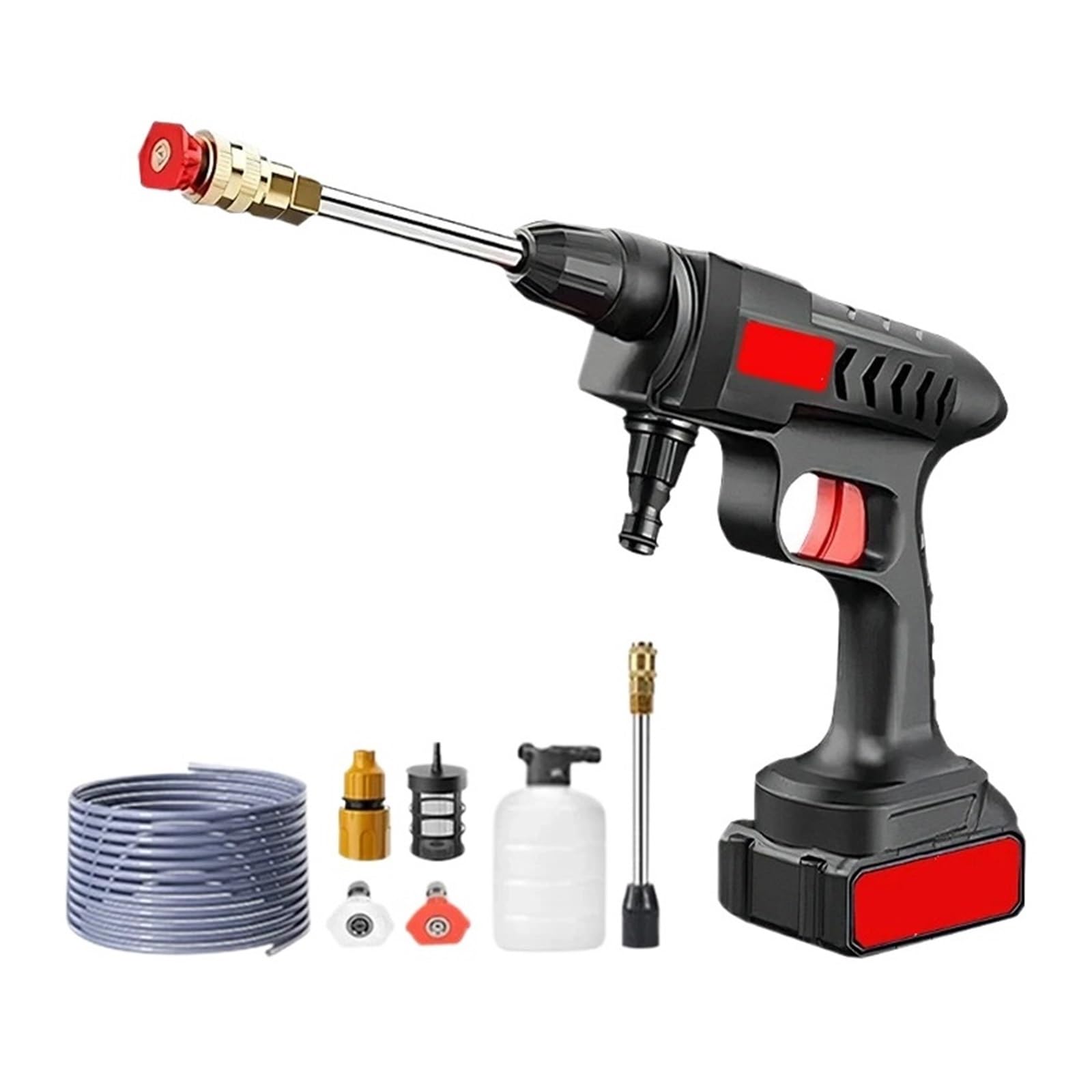 Pistolet d'arrosage avec embout multi-jets, Générateur de mousse à haute pression sans fil la barre 500W du lave-auto 20000mAh 60