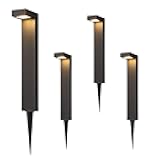 EDISHINE Low Voltage Pathway Lights Wired, 3000K 3.2W 50,000Hrs Waterproof LED Outdoor Landscape Lighting with Connectors, 12V Modern Cast-Aluminum Landscape Path Lights for Walkway Garden, 4 Pack