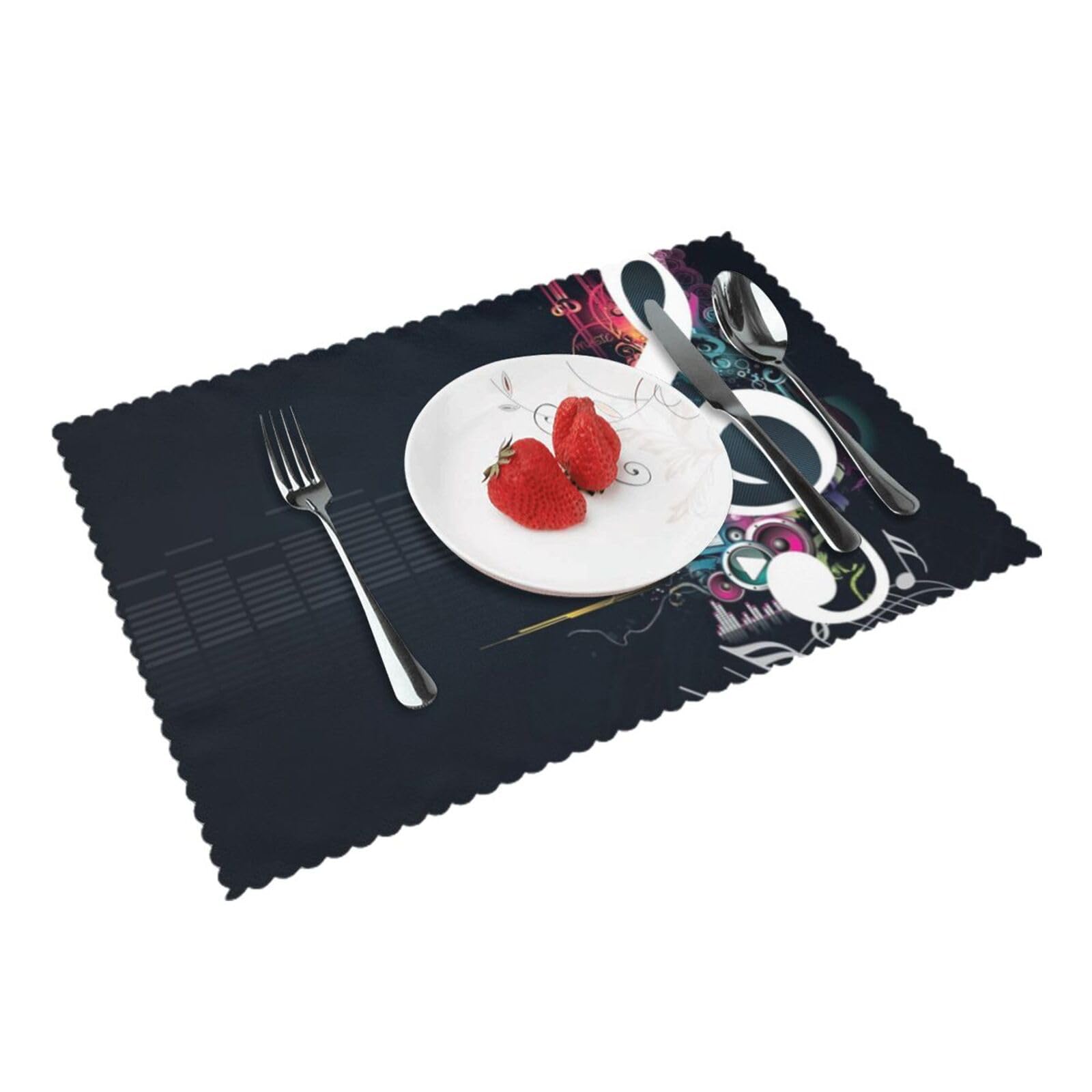Bnvsadc Music Notes 4 Pcs Heat Resistant Placemat 45X30 Cm, Printed Non-Slip Place Mats For Kitchen Dining Table Indoor Outdoor