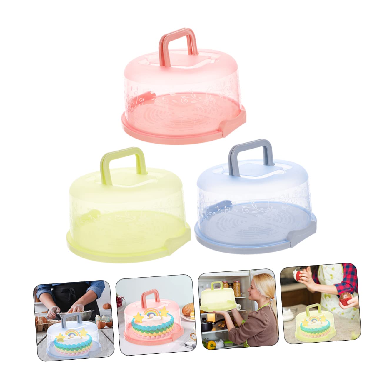 TOPPERFUN Dessert Boxes Cake Storage Containers 3 Piece Multipurpose Cake Carriers Bakery Boxes with Easy Cleaning