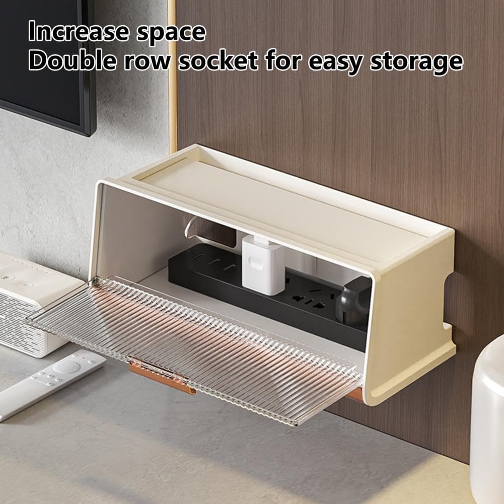 Boîte de gestion de câbles en bois - Cacher les câbles - Boîte de rangement pour routeur - Boîte de connexion de réseau sans fil wifi transparente montée au mur, décodage
