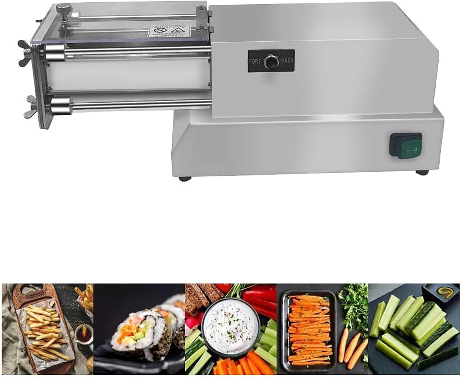 Electric French Fry Cutter Machine - Stainless Steel Potato and Vegetable Slicer with 8mm Blades for Effortless Cutting of Potatoes, Carrots, and Cucumbers