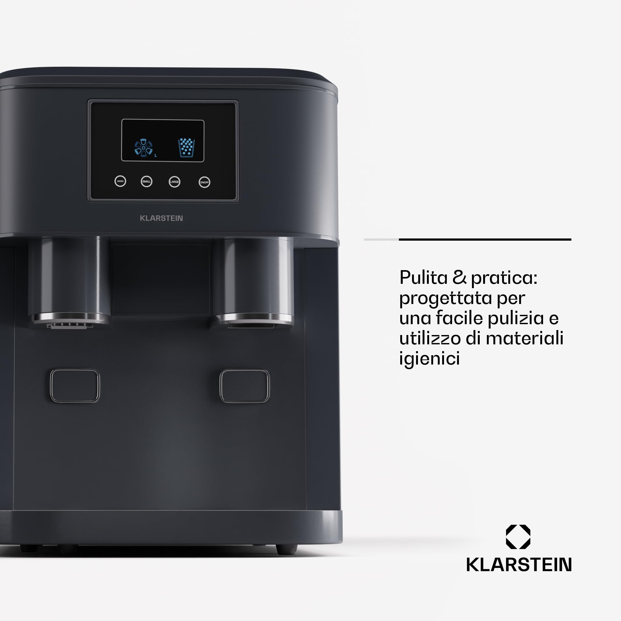 Klarstein Macchina per il ghiaccio 1,8 l, Ice Maker Capacità 15 kg, macchina per fare cubetti controsoffitto per grandi e piccoli