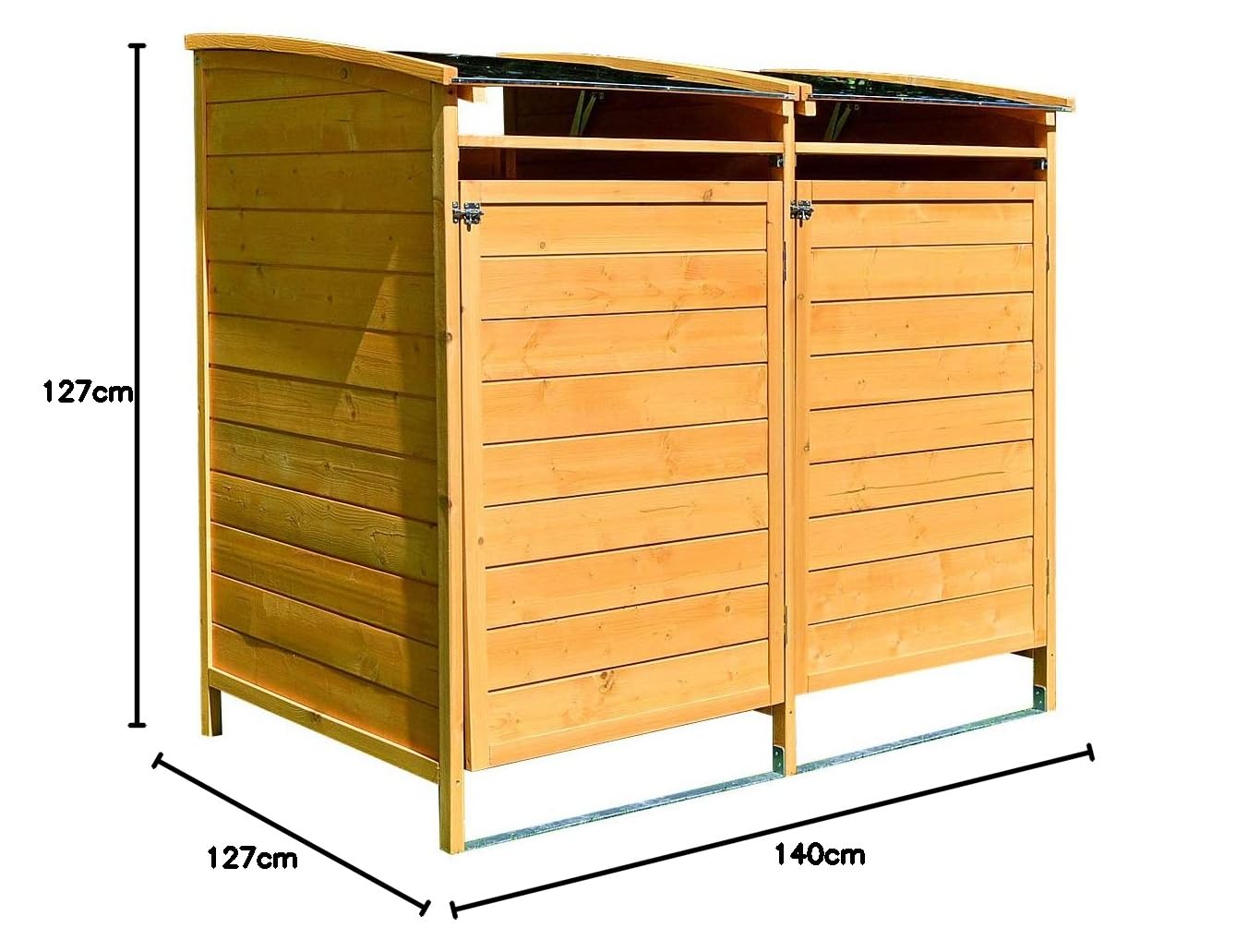 Melko Cache-poubelle 240 l en bois 140 x 85 x 127 cm avec paroi arrière
