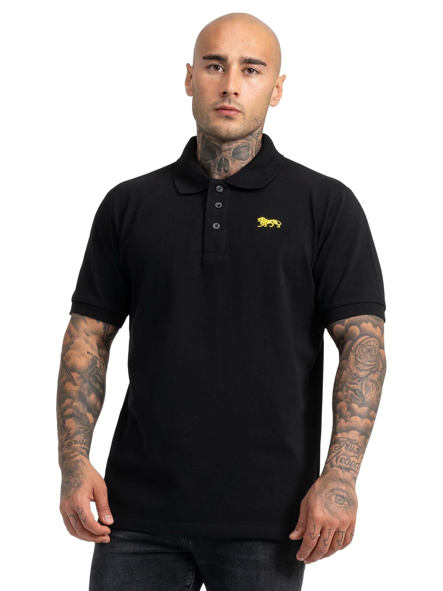Lonsdale London Whalton Herren Poloshirt – Schwarzes 100% Baumwolle Shirt, XL