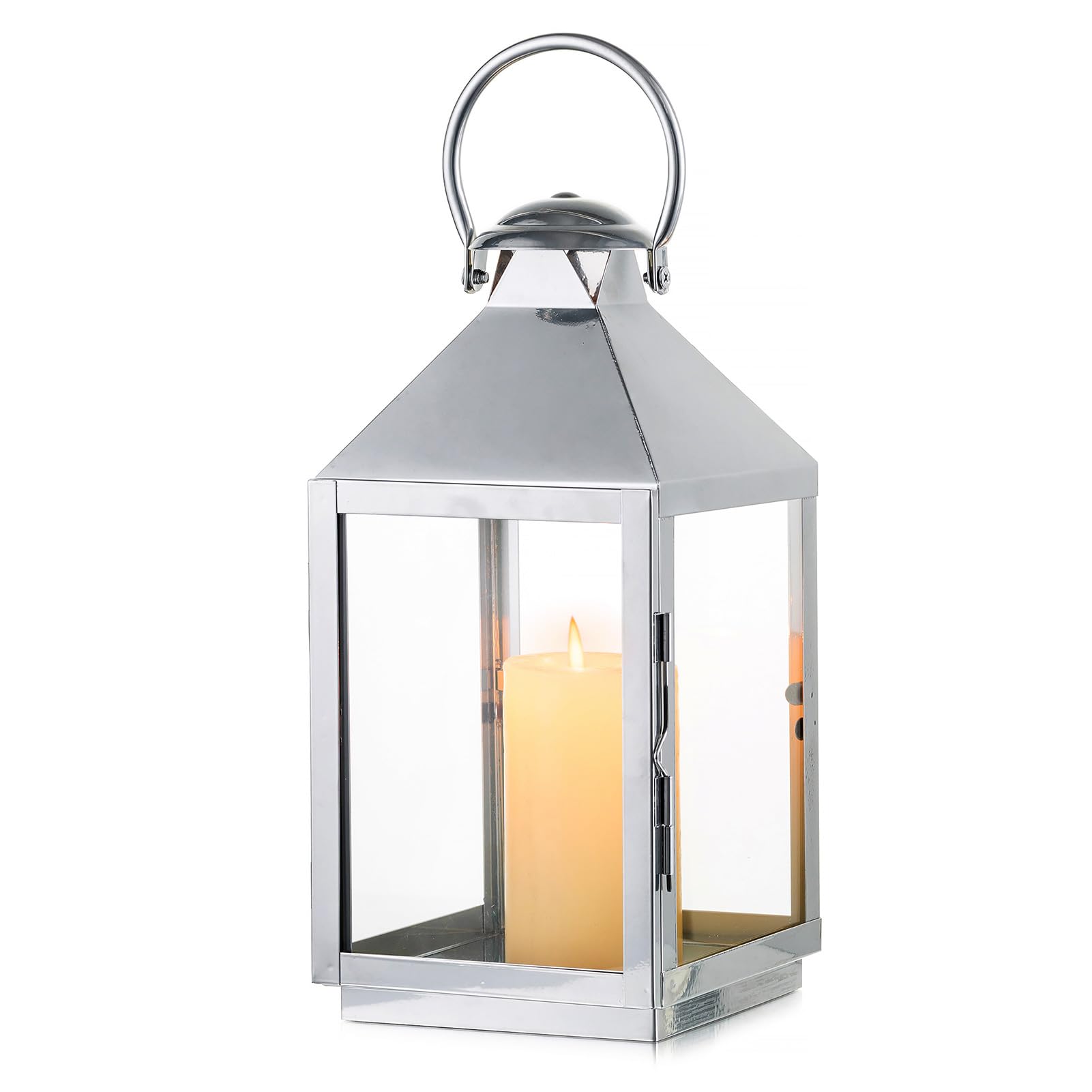 NUPTIO Tumba Linterna Cementerio Linternas para Velas: 35cm Al Aire Libre De Metal Linterna Linterna Urna De Plata Tumba Resistente A La Intemperie Luz del Viento Al Aire Libre Gran Jardín Interior