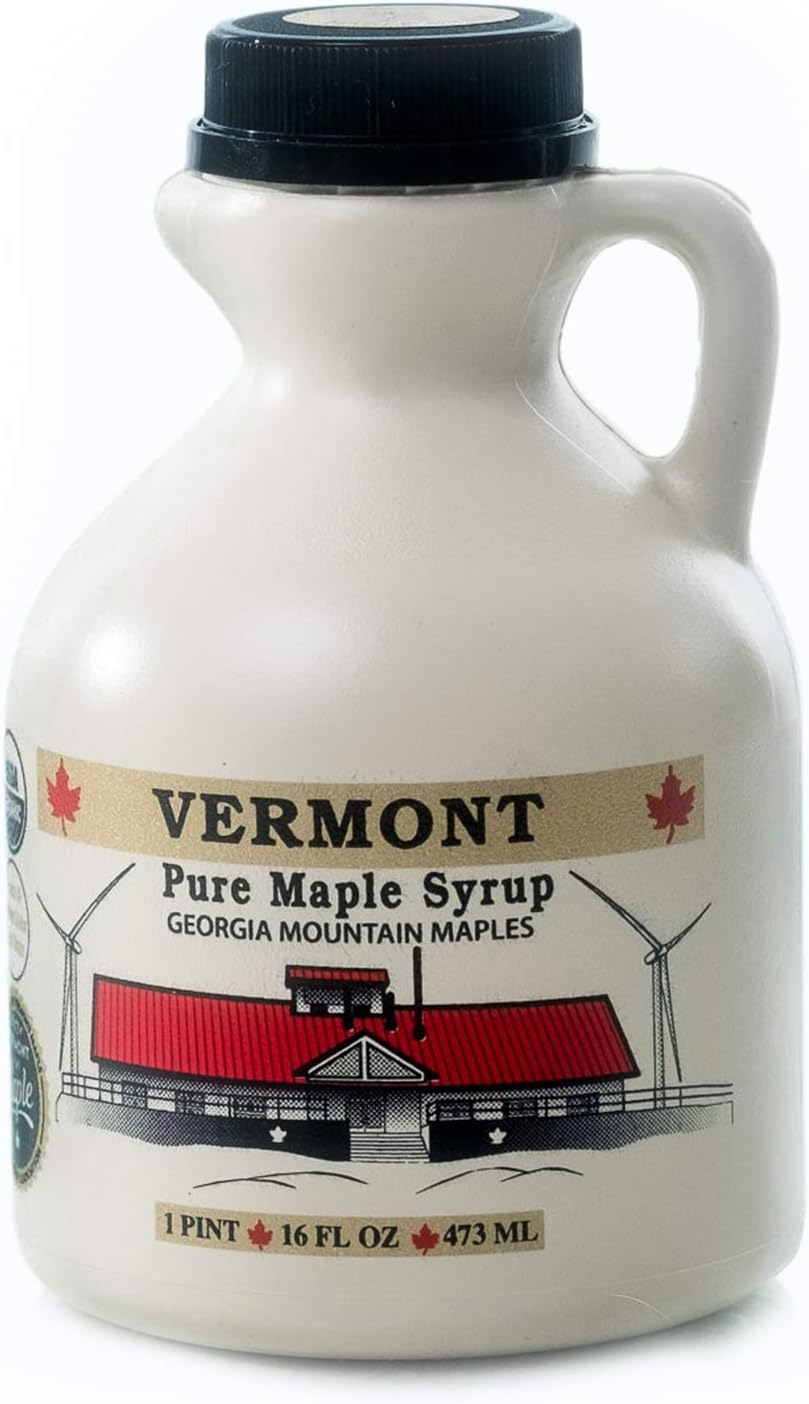 Georgia Mountain Maples of Vermont, Organic Maple Syrup, Dark Color Robust Taste, 16 oz.